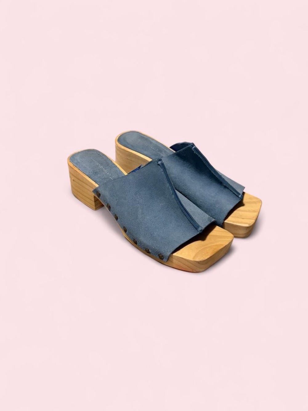 Made in Spain Navy Suede Block Heel Mules